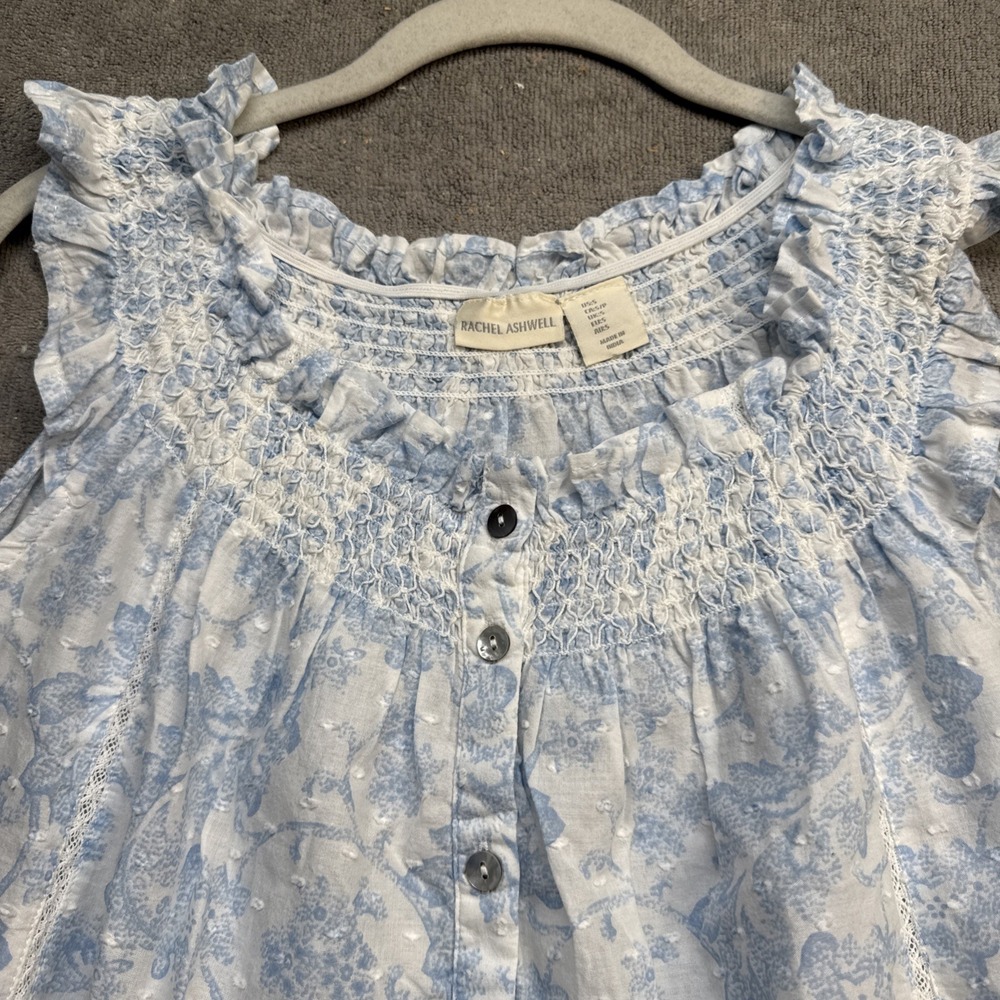 Rachel Ashwell Smocked Floral‎ Cotton Sleeveless Nightgown Dress Small Modest